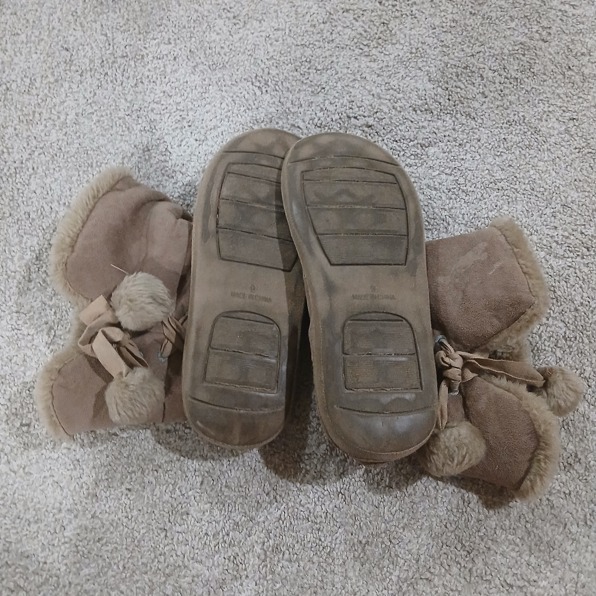 Mailed Very Old Brown Boot Slippers Size 9